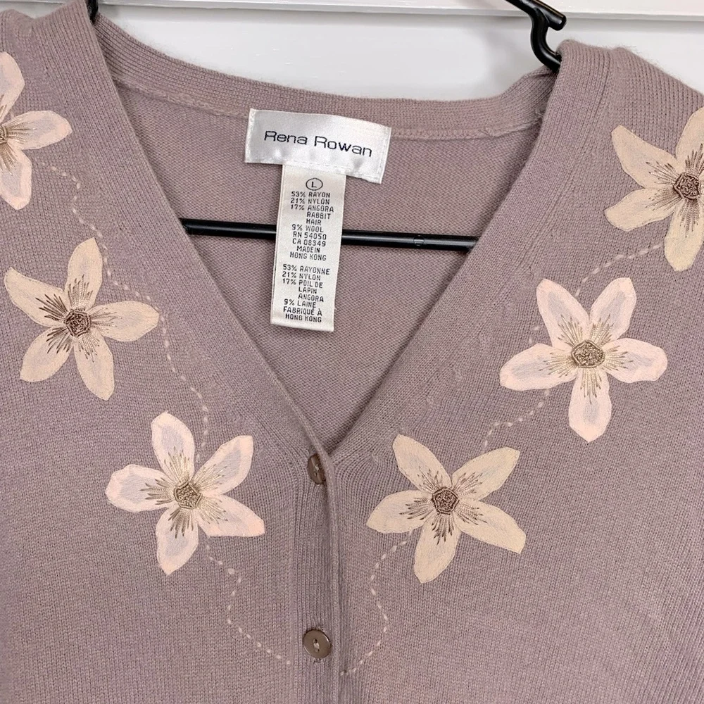 NWT Vintage “Secretary” Designer Rena Rowan Bohemia cardigan Sweater Set, Large - Picture 9 of 9